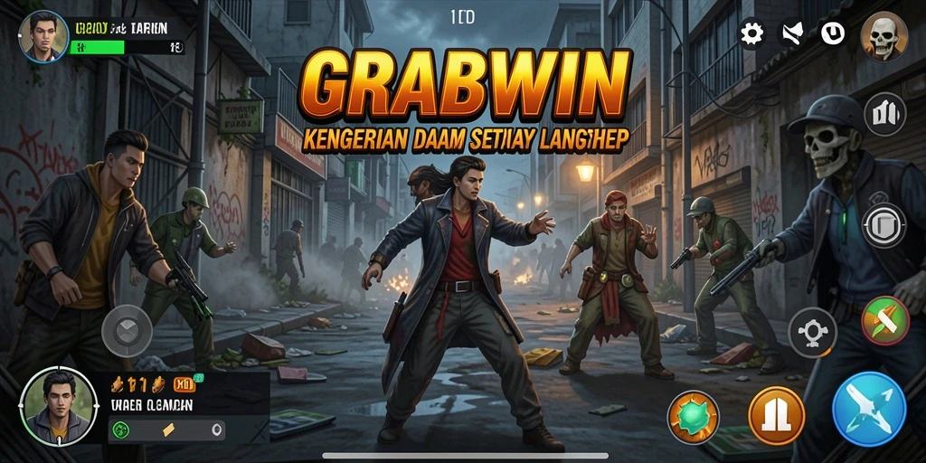 Tampilan gameplay menyeramkan di GRABWIN dengan suasana penuh ketegangan.