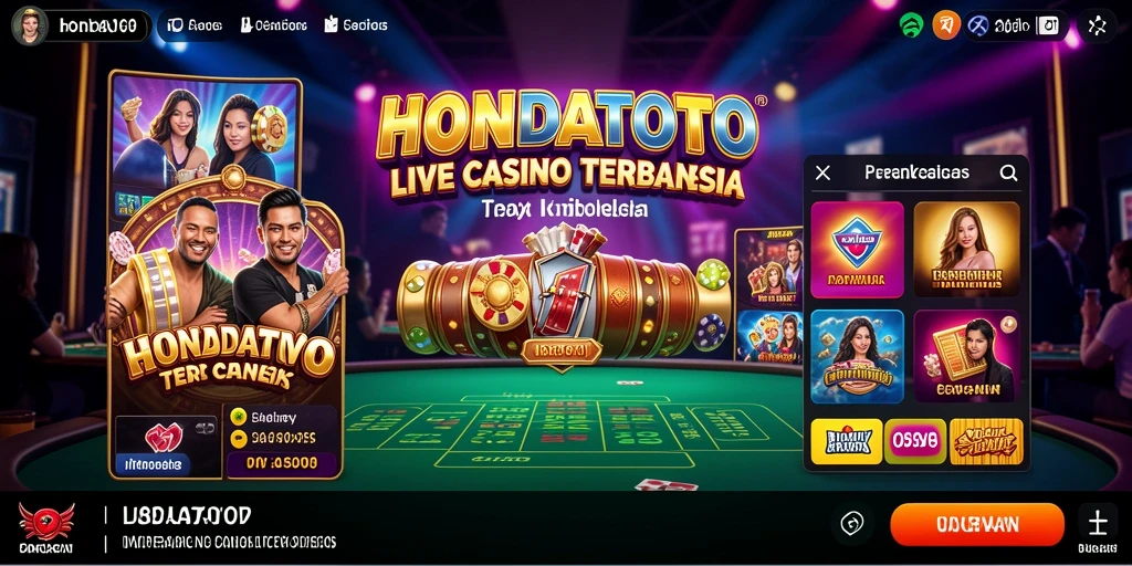 Screenshot gameplay HONDATOTO menampilkan dealer langsung dan meja permainan.