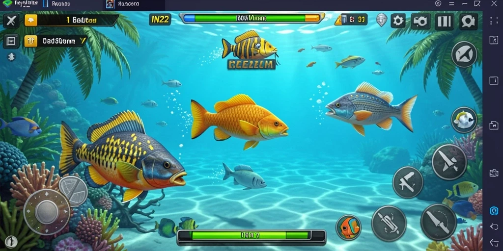 Tampilan gameplay IN22 yang seru dalam menembak ikan.