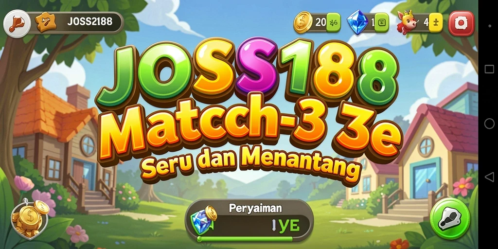 Screenshot gameplay JOSS188 menampilkan momen seru dalam permainan Match-3.