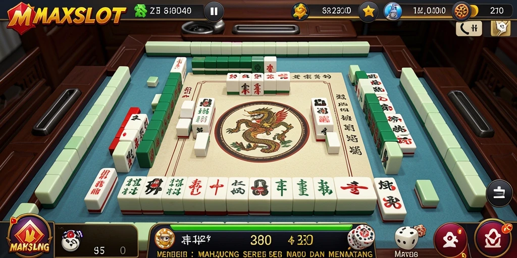 Tampilan gameplay seru dari MAXSLOT dengan ubin Mahjong.
