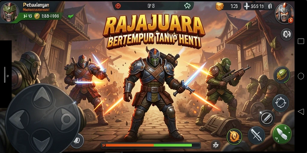 Tampilan gameplay RAJAJUARA dengan serangan aksi yang mendebarkan.
