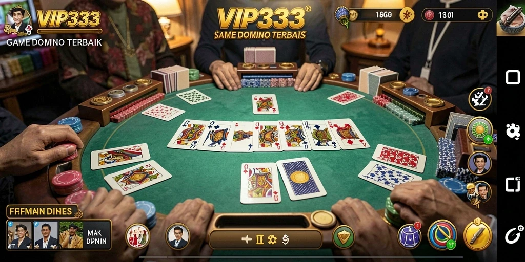 Screenshot gameplay utama dari VIP333 menampilkan permainan Domino yang mendebarkan.