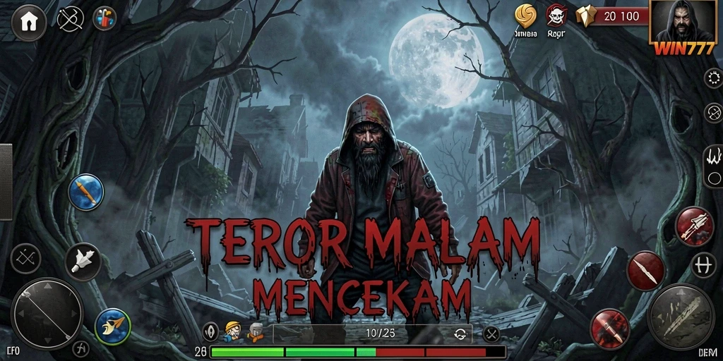Screenshot gameplay WIN777 menunjukkan momen-momen menegangkan di kegelapan.